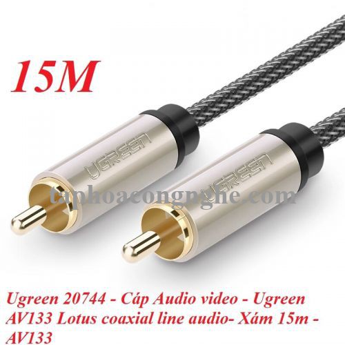 Ugreen 20744 15M màu Xám Cáp âm thanh bông sen Coaxial cao cấp AV133 30020744